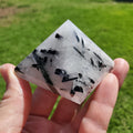 Tourmaline Quartz Pyramid - Magnification, Clarity, EMF Protection - Tourmalated Quartz Crystal Pyramid Healing Gemstones