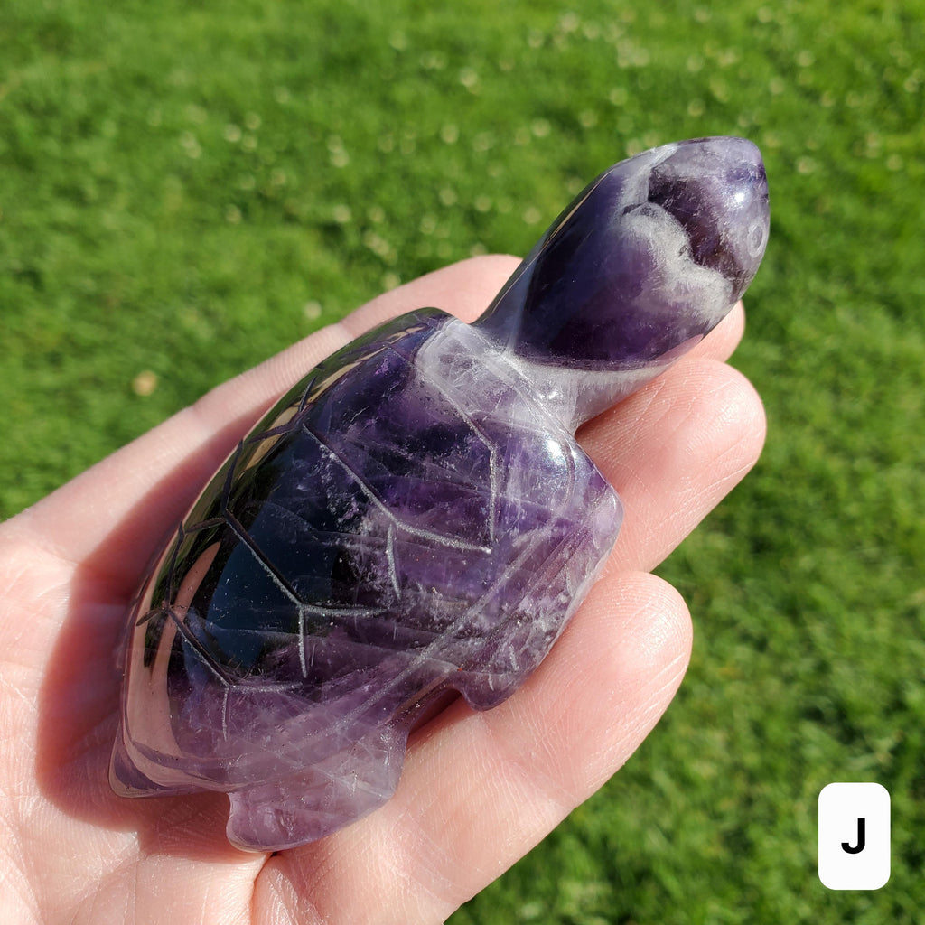 Dream Amethyst Turtle - Calming, Grounding, Energetic Protection, Positivity - Purple Amethyst Crystal Turtle Healing Gemstone