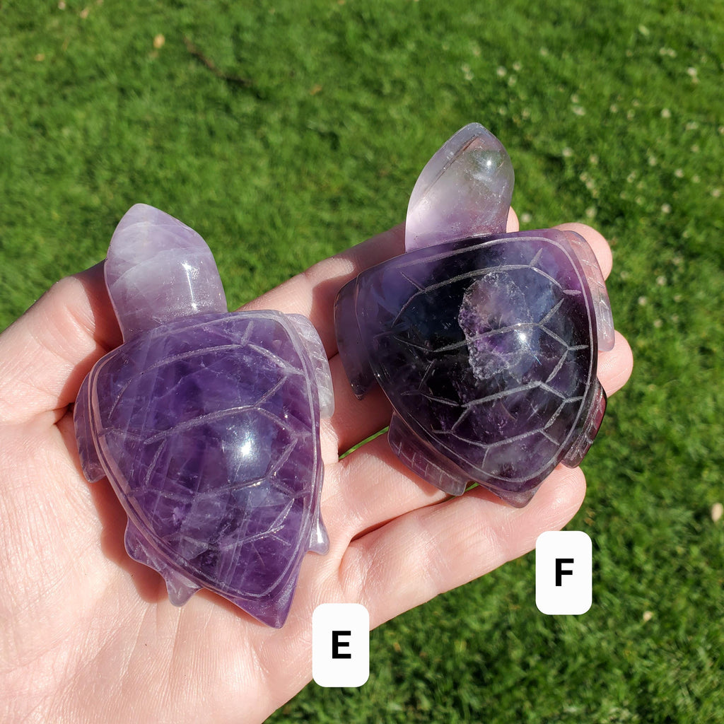 Dream Amethyst Turtle - Calming, Grounding, Energetic Protection, Positivity - Purple Amethyst Crystal Turtle Healing Gemstone