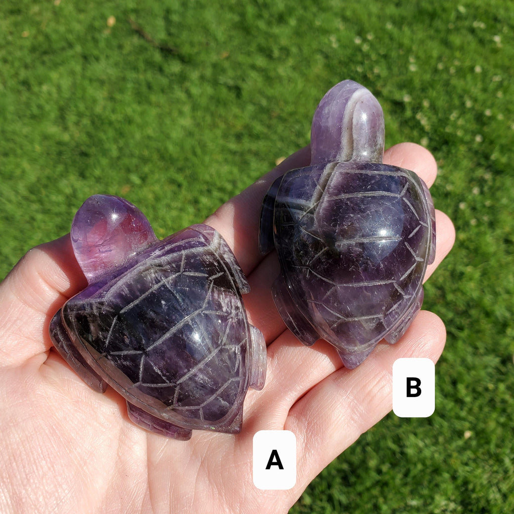Dream Amethyst Turtle - Calming, Grounding, Energetic Protection, Positivity - Purple Amethyst Crystal Turtle Healing Gemstone