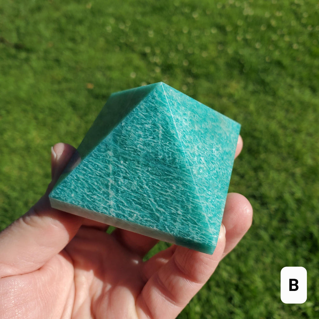 Flashy Amazonite Pyramid - Calming, Courage, Truth, Compassion - Amazonite Crystal Pyramid Healing Gemstone Statement