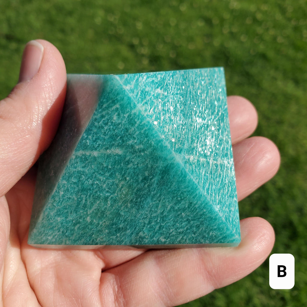 Flashy Amazonite Pyramid - Calming, Courage, Truth, Compassion - Amazonite Crystal Pyramid Healing Gemstone Statement