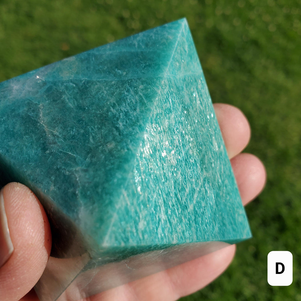 Flashy Amazonite Pyramid - Calming, Courage, Truth, Compassion - Amazonite Crystal Pyramid Healing Gemstone Statement