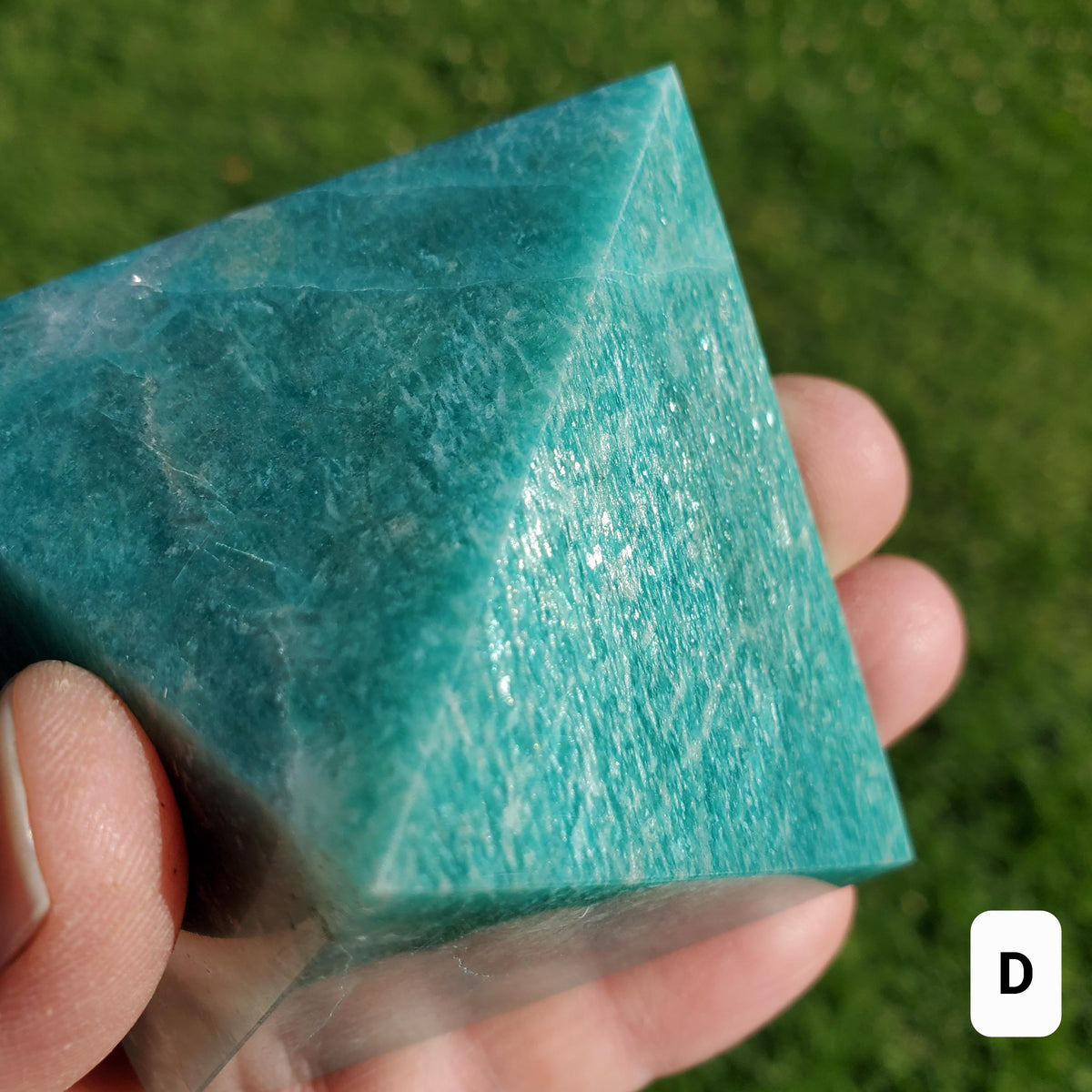 Flashy Amazonite Pyramid - Calming, Courage, Truth, Compassion - Amazonite Crystal Pyramid Healing Gemstone Statement
