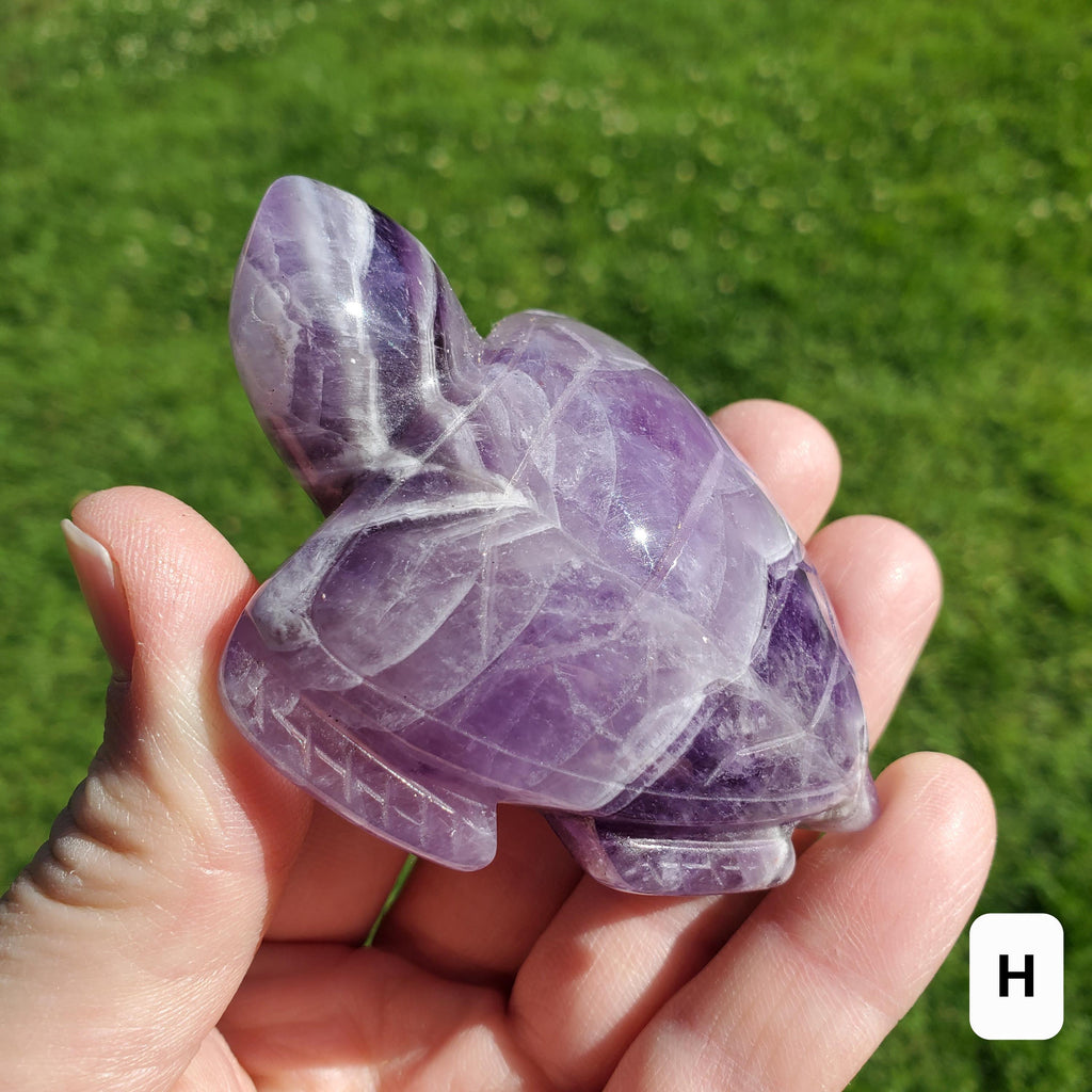 Dream Amethyst Turtle - Calming, Grounding, Energetic Protection, Positivity - Purple Amethyst Crystal Turtle Healing Gemstone