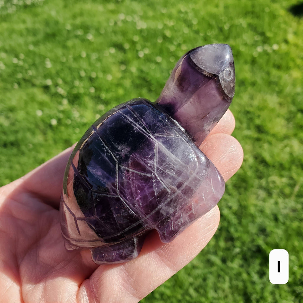 Dream Amethyst Turtle - Calming, Grounding, Energetic Protection, Positivity - Purple Amethyst Crystal Turtle Healing Gemstone