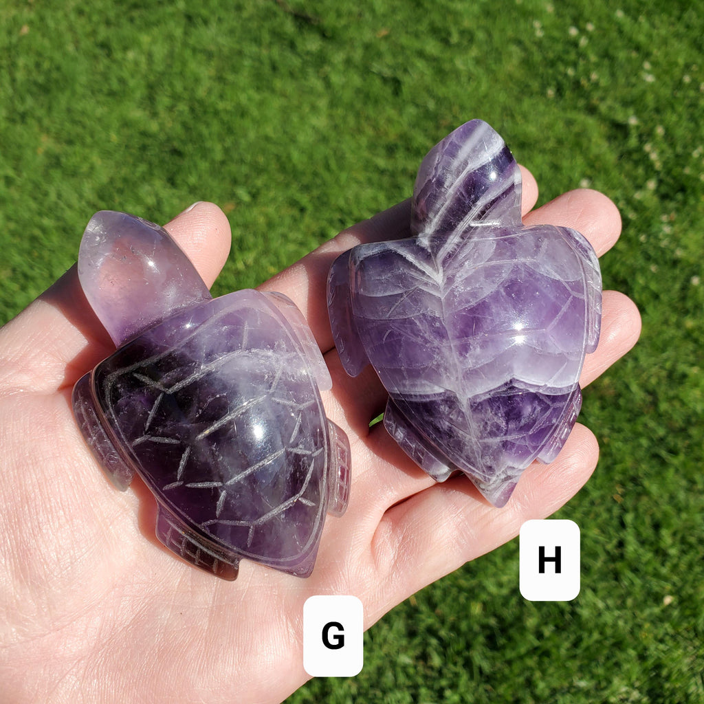 Dream Amethyst Turtle - Calming, Grounding, Energetic Protection, Positivity - Purple Amethyst Crystal Turtle Healing Gemstone