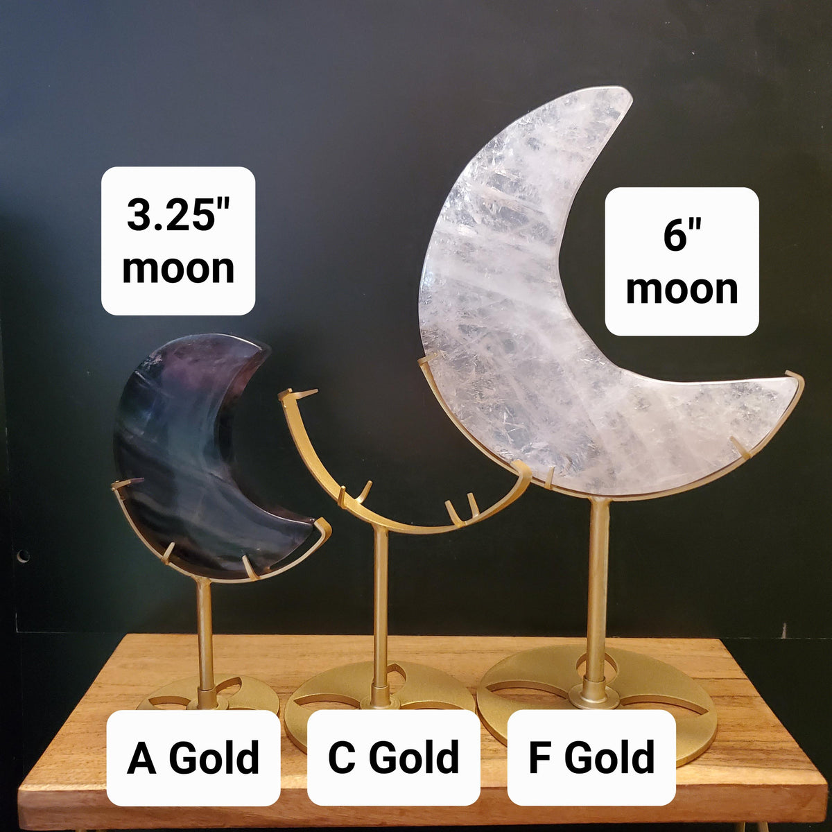 Gold or Black Stand for Moon - STAND ONLY - To Display Your Crystal Moon - Size Details in Photos - Message Me With Any Questions