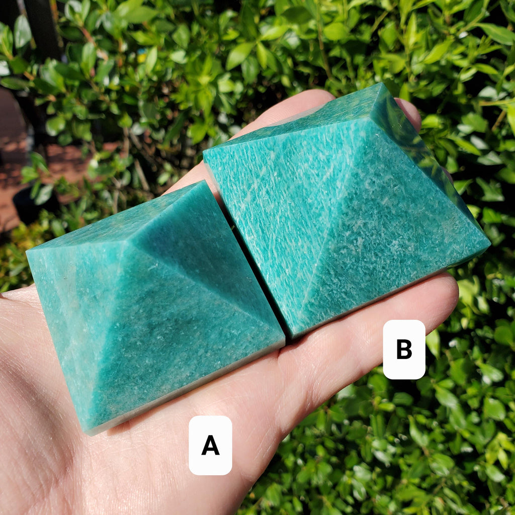Flashy Amazonite Pyramid - Calming, Courage, Truth, Compassion - Amazonite Crystal Pyramid Healing Gemstone Statement