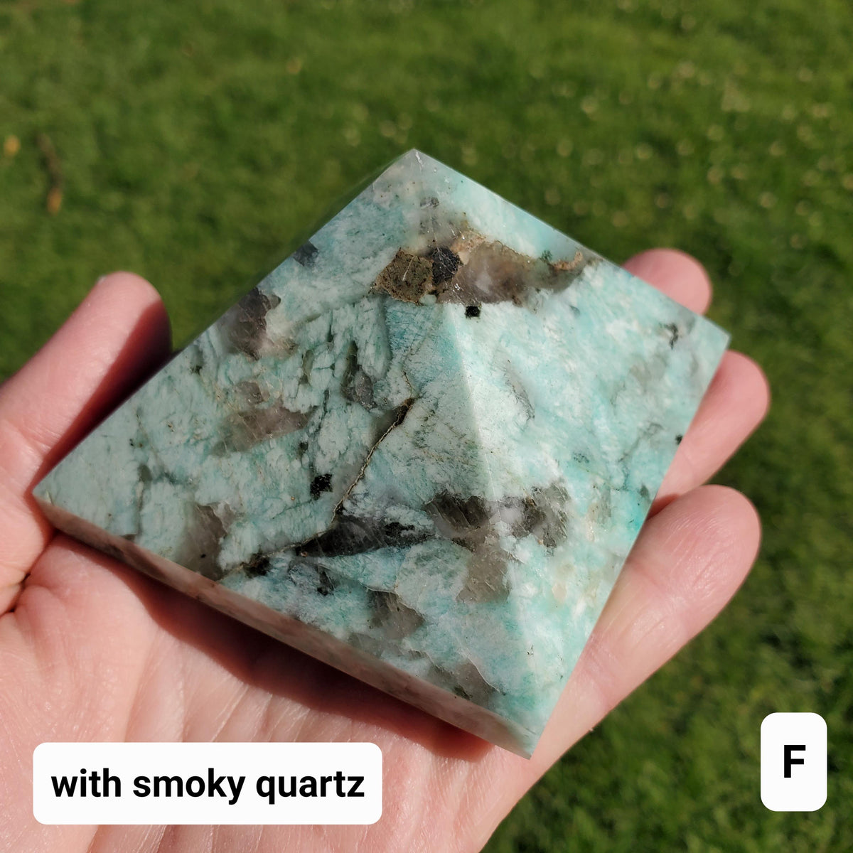 Flashy Amazonite Pyramid - Calming, Courage, Truth, Compassion - Amazonite Crystal Pyramid Healing Gemstone Statement