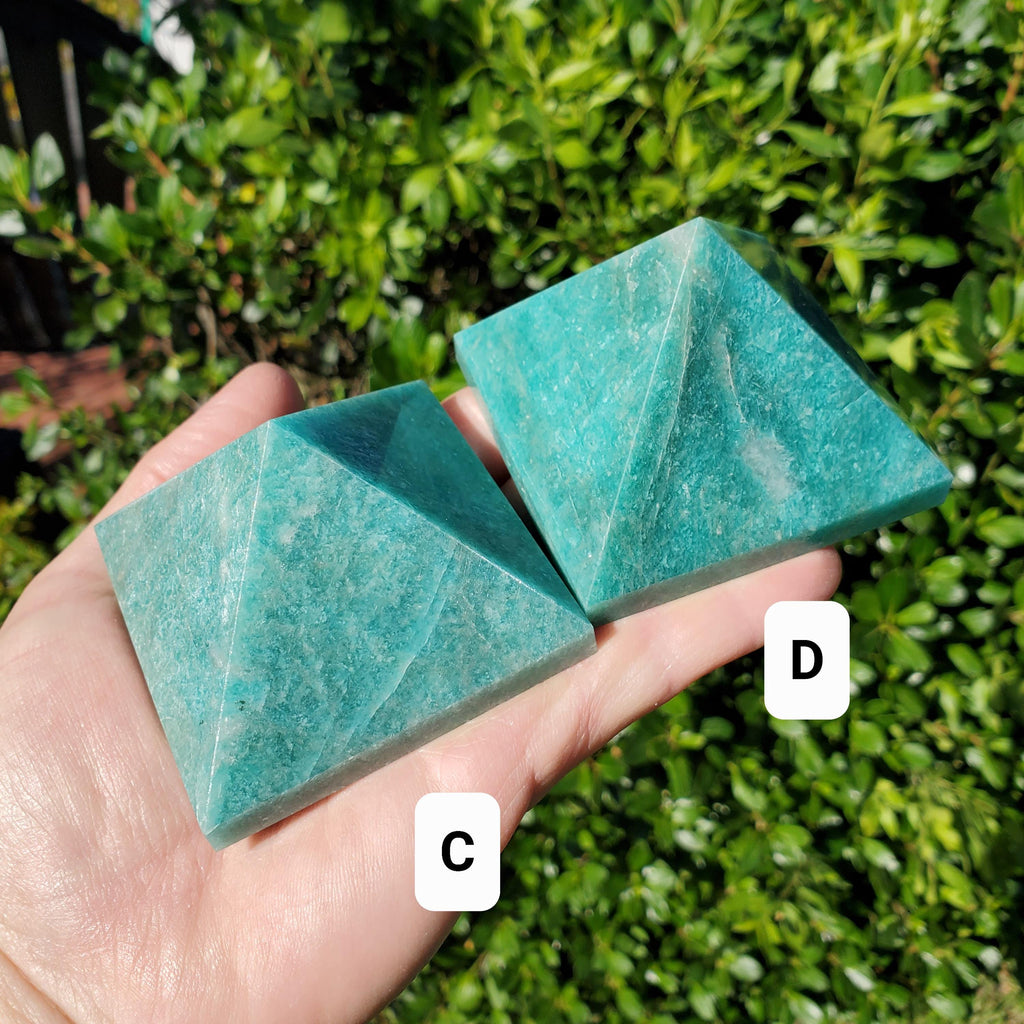 Flashy Amazonite Pyramid - Calming, Courage, Truth, Compassion - Amazonite Crystal Pyramid Healing Gemstone Statement