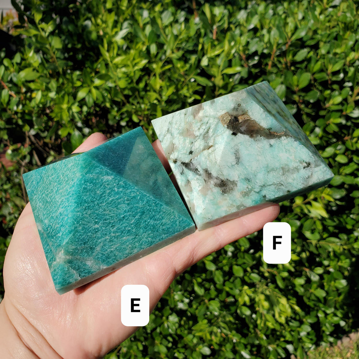 Flashy Amazonite Pyramid - Calming, Courage, Truth, Compassion - Amazonite Crystal Pyramid Healing Gemstone Statement