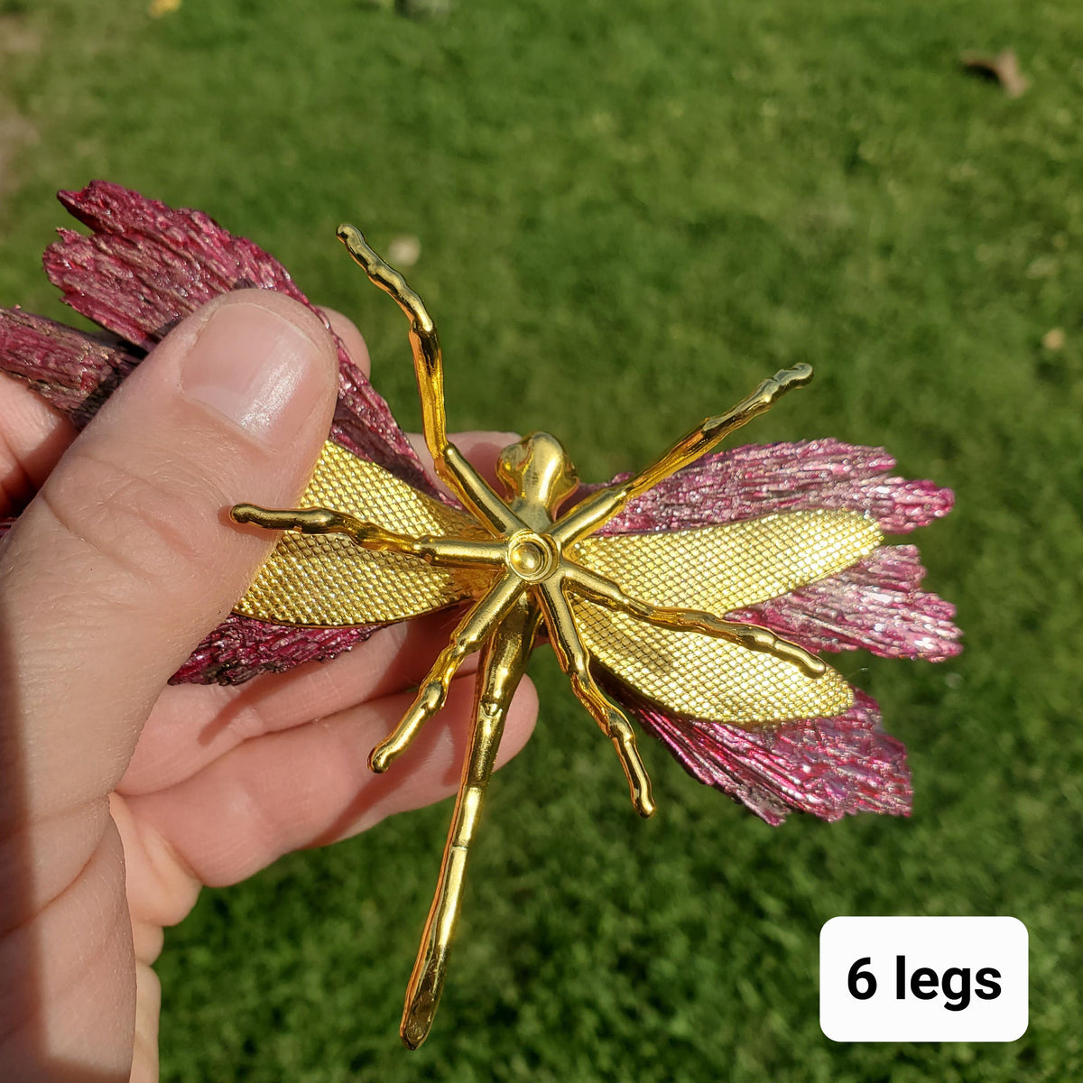 Pink Aura Kyanite Dragonfly - Calming, Clarity, Connection, Communication, Balances Chakras - Pink Dragonfly Healing Gemstone