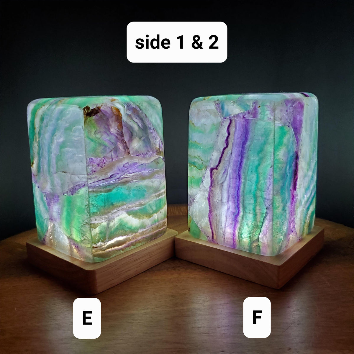 5.5" Beautiful Rainbow Fluorite Lamp - Mental Clarity, Stability, Energetic Protection - Fluorite Accent Light Mood Crystal Lamp Statement
