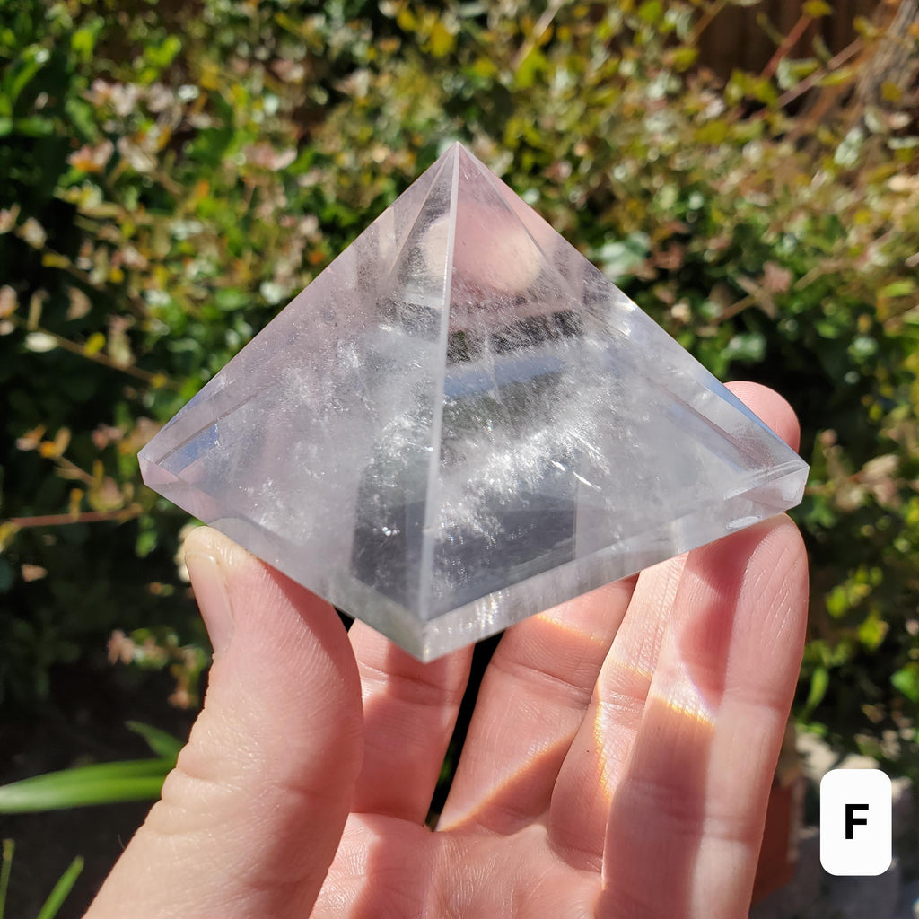 Chunky & Flashy Quartz Pyramid - Energizes Positive Energy, Magnifies Intentions - Quartz Crystal Pyramid Healing Gemstone