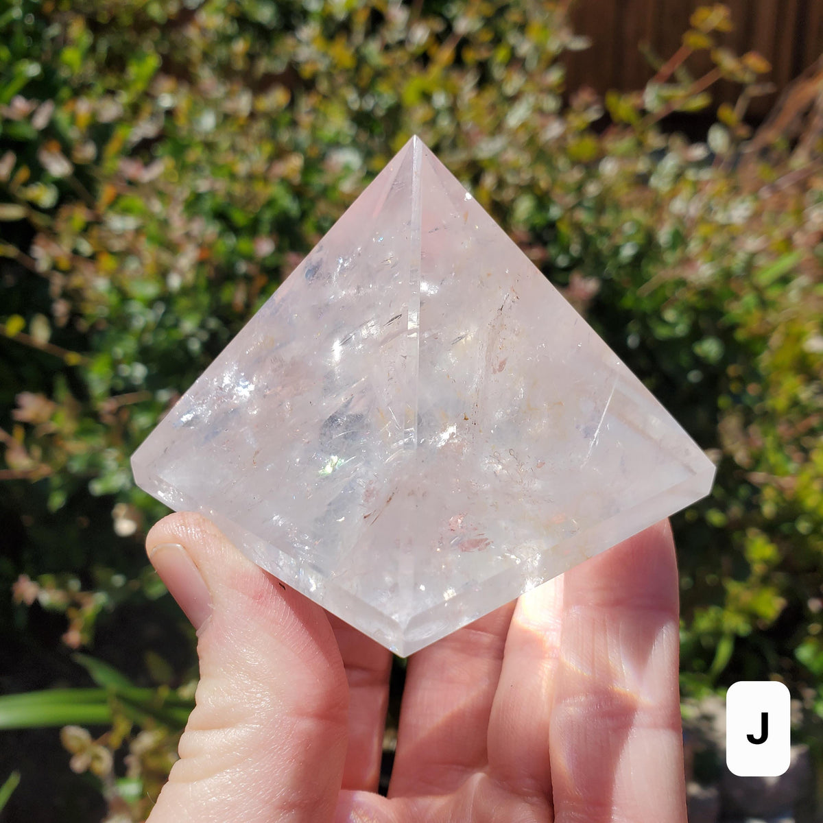 Chunky & Flashy Quartz Pyramid - Energizes Positive Energy, Magnifies Intentions - Quartz Crystal Pyramid Healing Gemstone