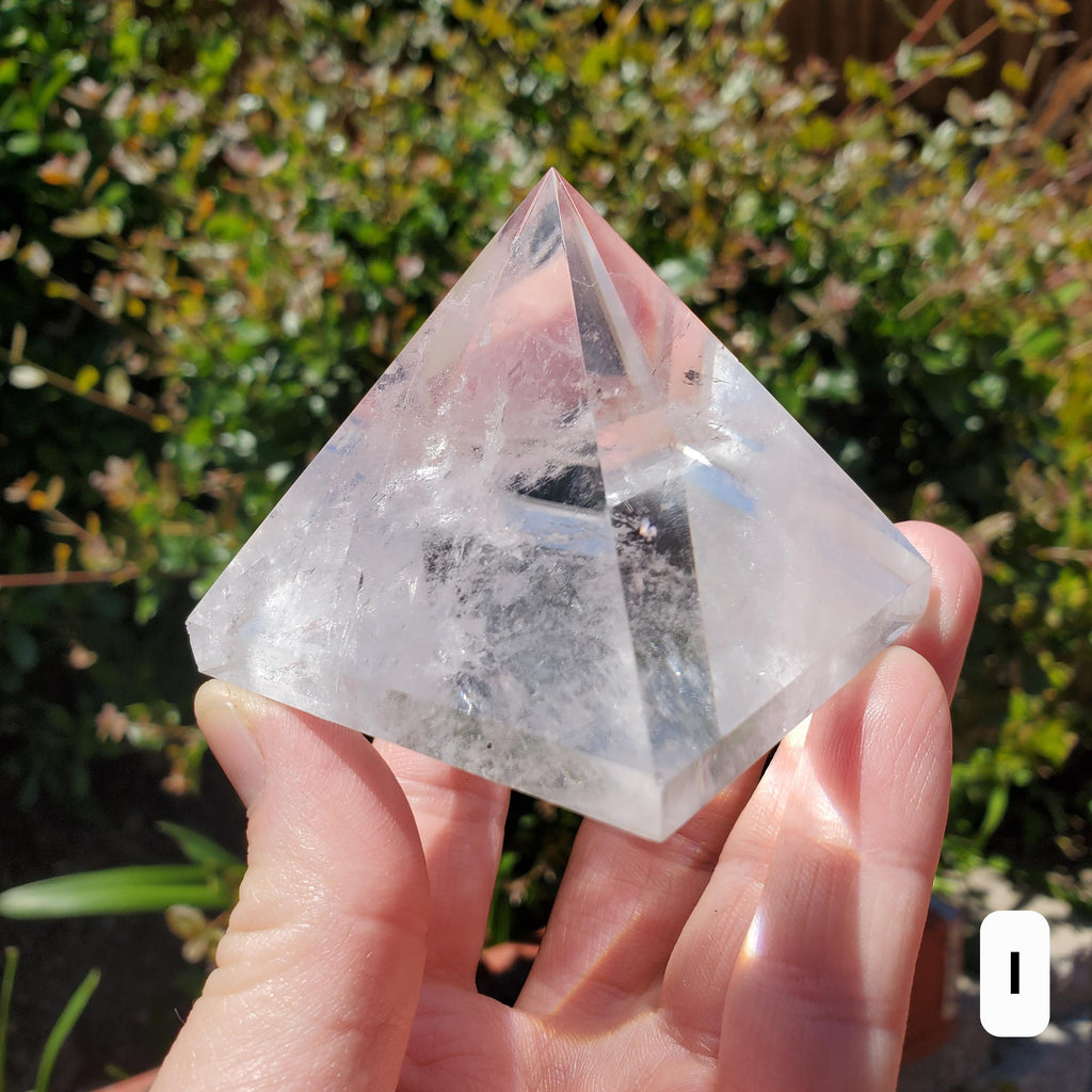 Chunky & Flashy Quartz Pyramid - Energizes Positive Energy, Magnifies Intentions - Quartz Crystal Pyramid Healing Gemstone