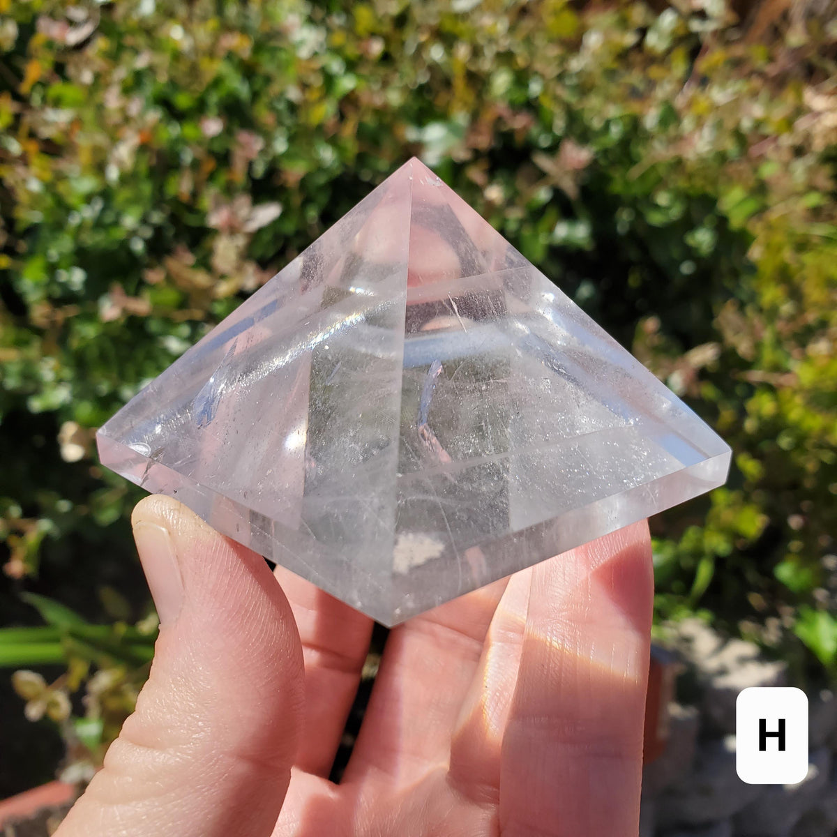 Chunky & Flashy Quartz Pyramid - Energizes Positive Energy, Magnifies Intentions - Quartz Crystal Pyramid Healing Gemstone