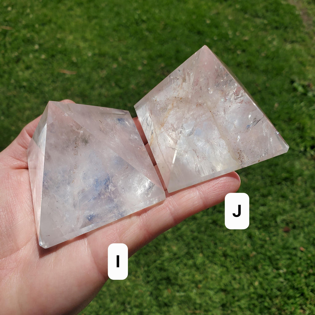 Chunky & Flashy Quartz Pyramid - Energizes Positive Energy, Magnifies Intentions - Quartz Crystal Pyramid Healing Gemstone