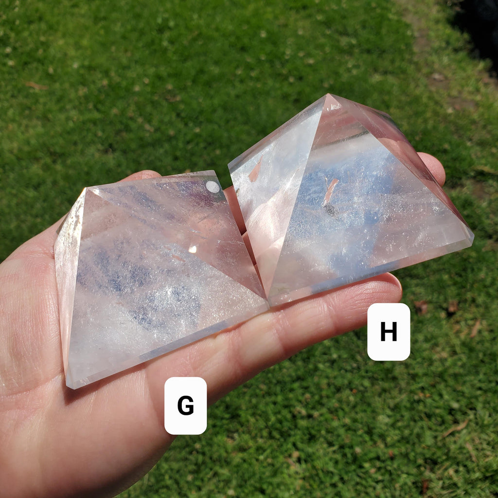 Chunky & Flashy Quartz Pyramid - Energizes Positive Energy, Magnifies Intentions - Quartz Crystal Pyramid Healing Gemstone
