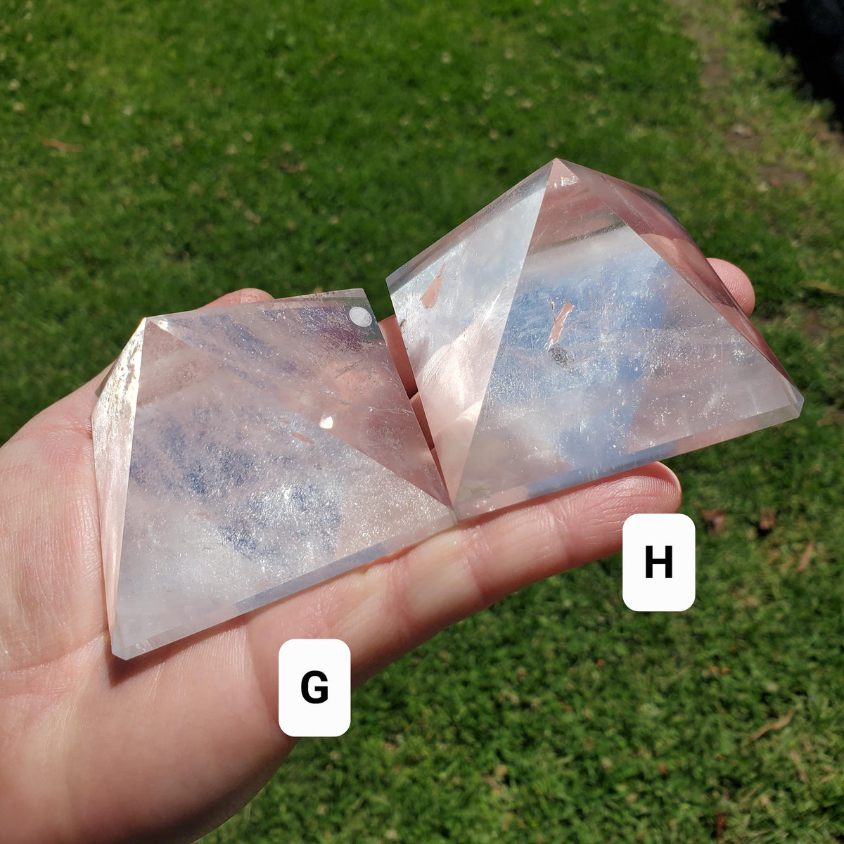 Chunky & Flashy Quartz Pyramid - Energizes Positive Energy, Magnifies Intentions - Quartz Crystal Pyramid Healing Gemstone