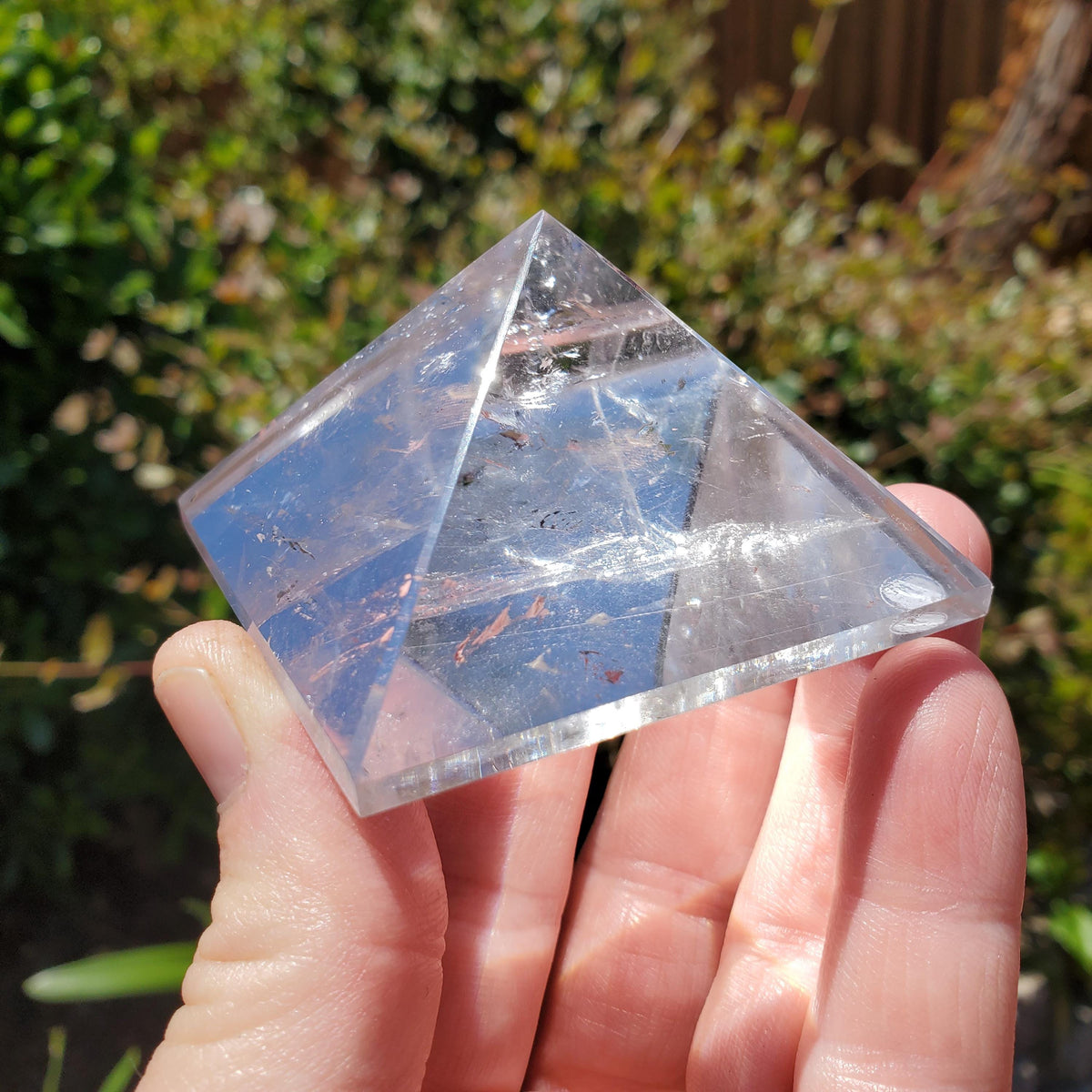 Chunky & Flashy Quartz Pyramid - Energizes Positive Energy, Magnifies Intentions - Quartz Crystal Pyramid Healing Gemstone