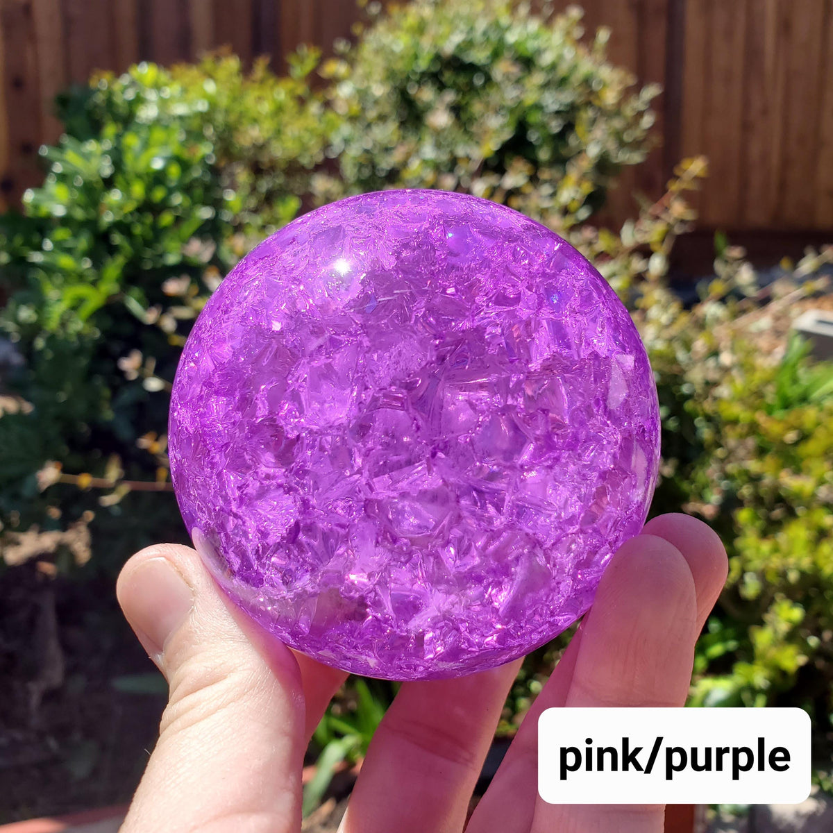 Jumbo Colored Crackle Sphere 3.05" - Beautiful Light Reflecting One of a Kind Crystal Ball - Fire and Ice Crystal Glass Ball Accent Lamp