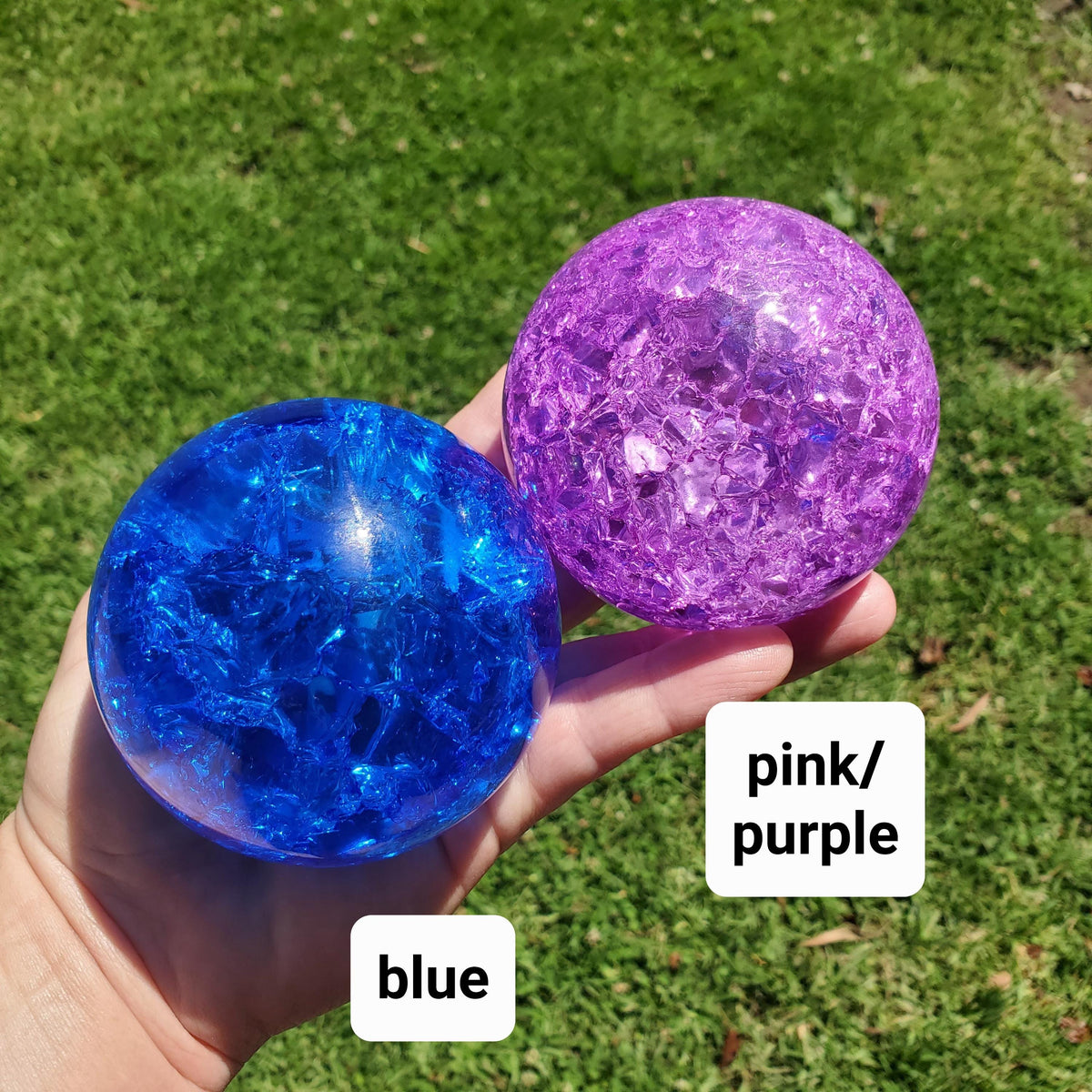 Jumbo Colored Crackle Sphere 3.05" - Beautiful Light Reflecting One of a Kind Crystal Ball - Fire and Ice Crystal Glass Ball Accent Lamp