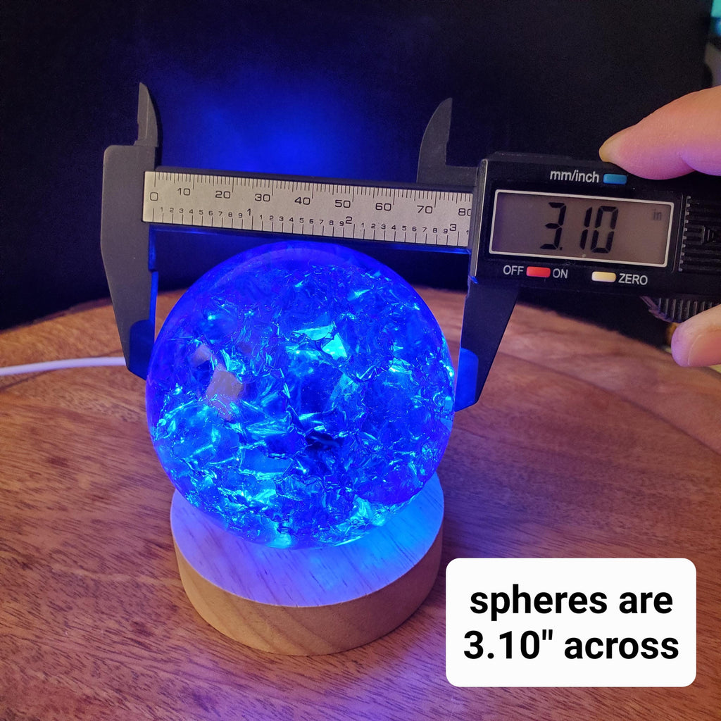 Jumbo Colored Crackle Sphere 3.05" - Beautiful Light Reflecting One of a Kind Crystal Ball - Fire and Ice Crystal Glass Ball Accent Lamp