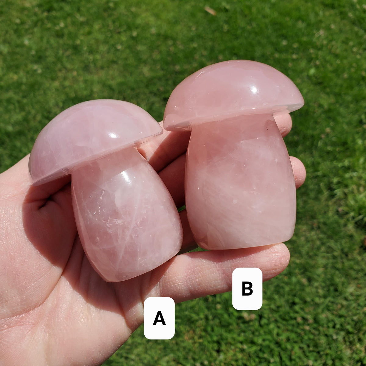 Chunky Rose Quartz Mushroom - Unconditional Love, Forgiveness, Compassion - Pink Crystal Mushroom Stone Healing Crystals Gemstones