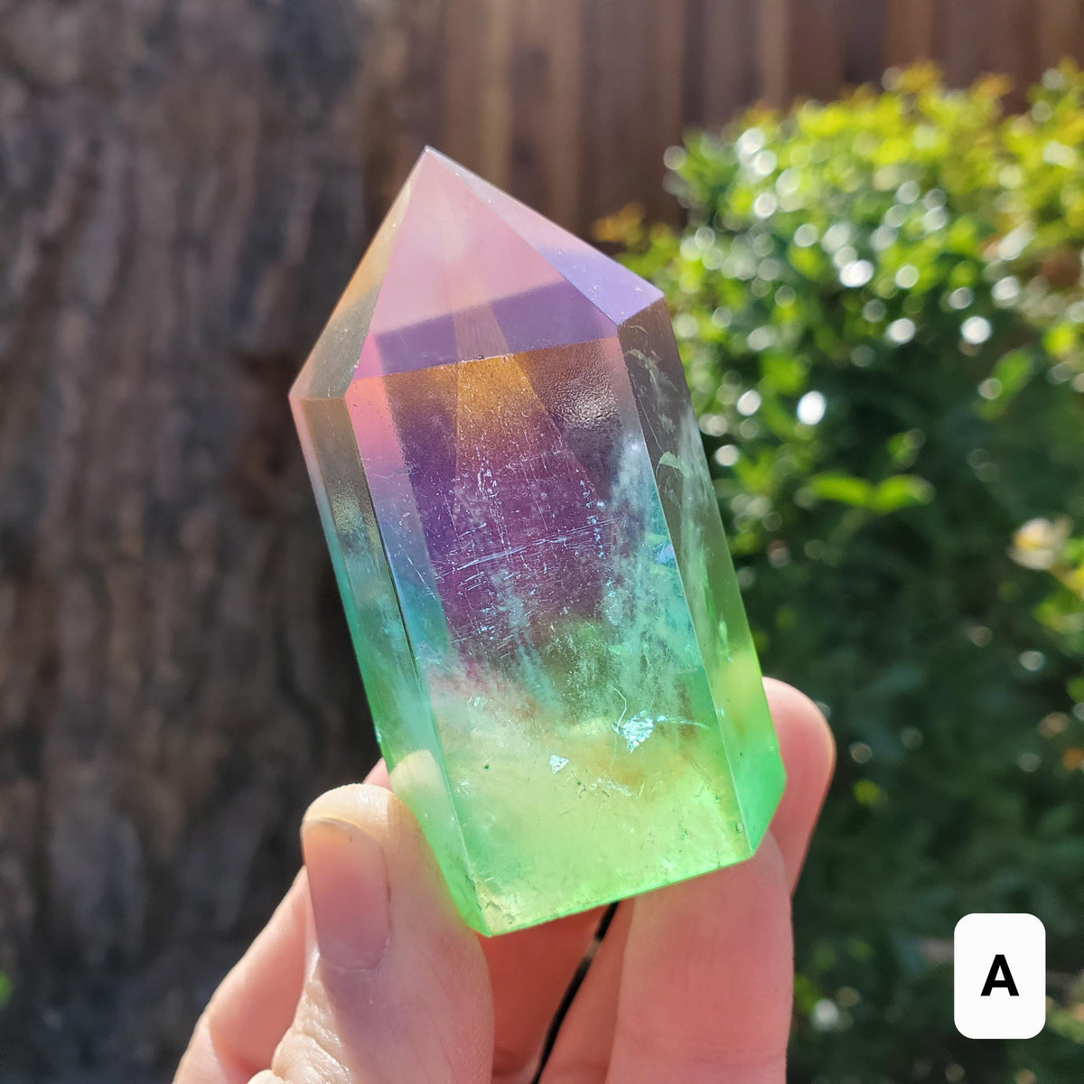 Triple Aura Quartz Towers - Counteracts Negative, Energizes Positive Energy - Pink Blue Green Rainbow Crystal Point Healing Gemstone
