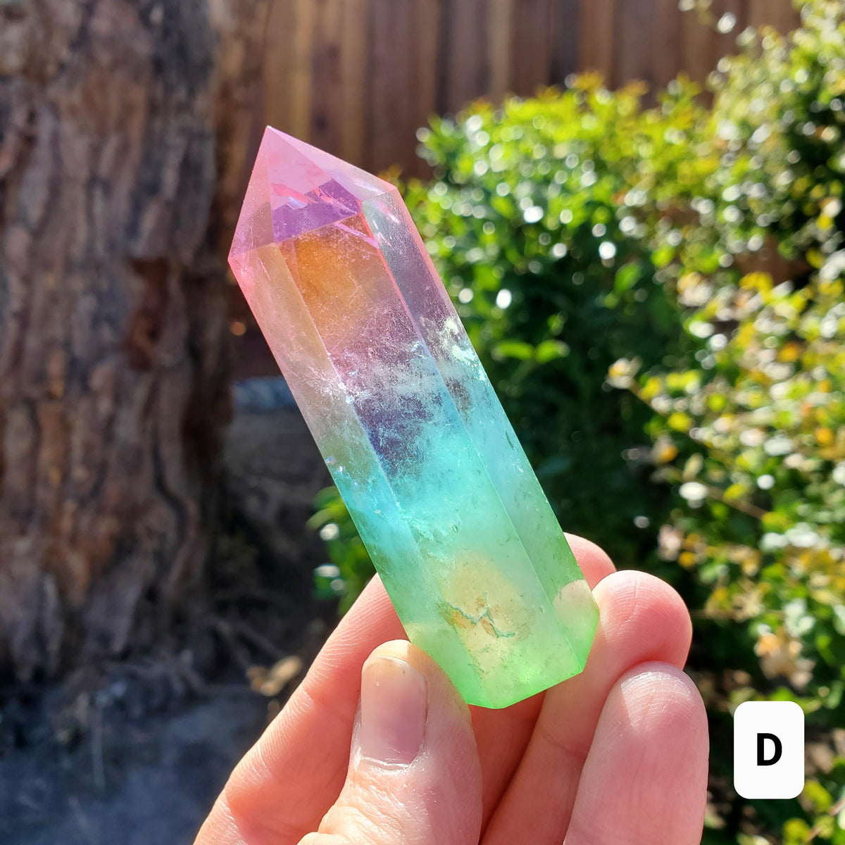 Triple Aura Quartz Towers - Counteracts Negative, Energizes Positive Energy - Pink Blue Green Rainbow Crystal Point Healing Gemstone