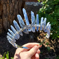 Kyanite Crown with Silver Crescent Moon - Calming, Clarity, Connection, Communication - Raw Blue Kyanite Healing Goddess Crown for Party