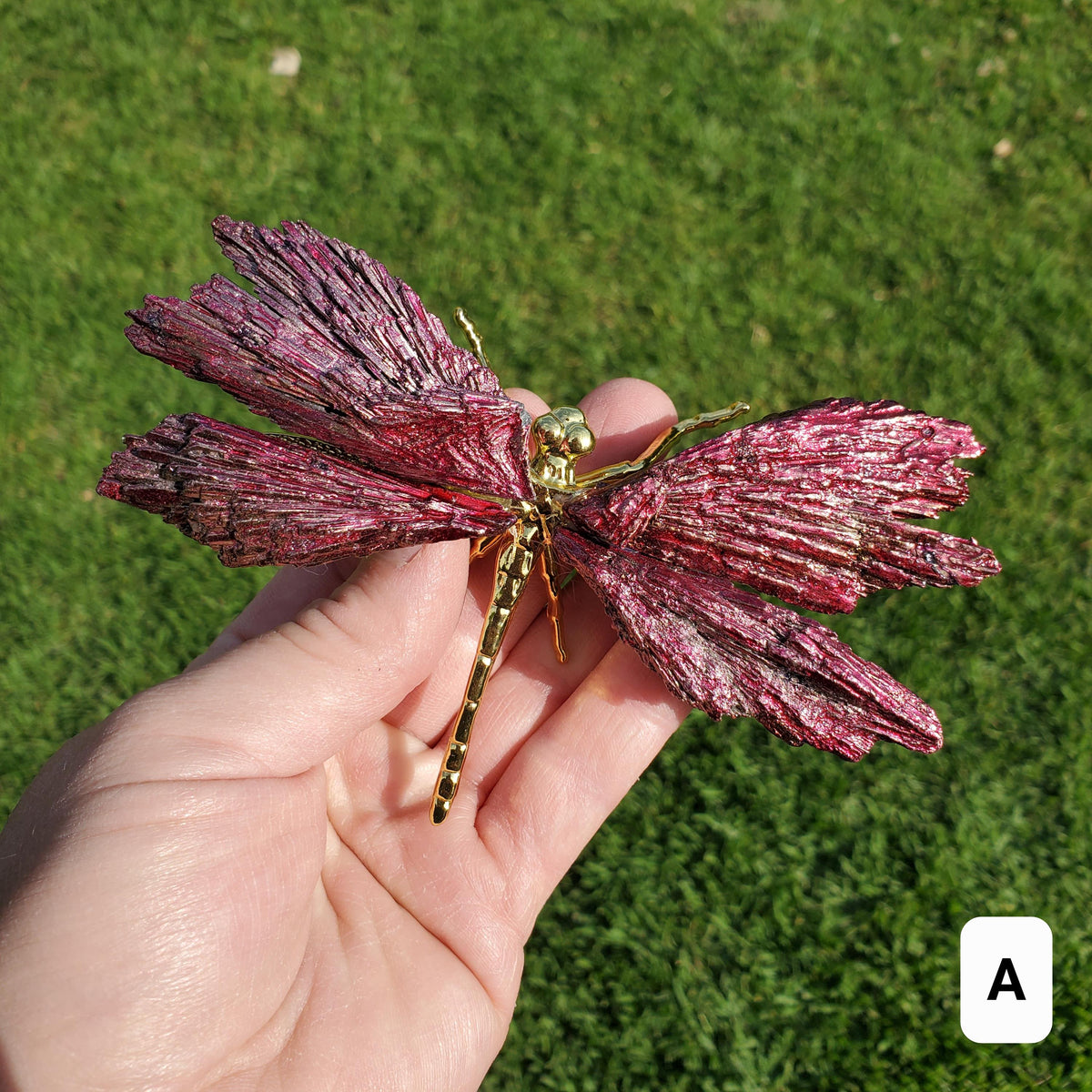 Pink Aura Kyanite Dragonfly - Calming, Clarity, Connection, Communication, Balances Chakras - Pink Dragonfly Healing Gemstone