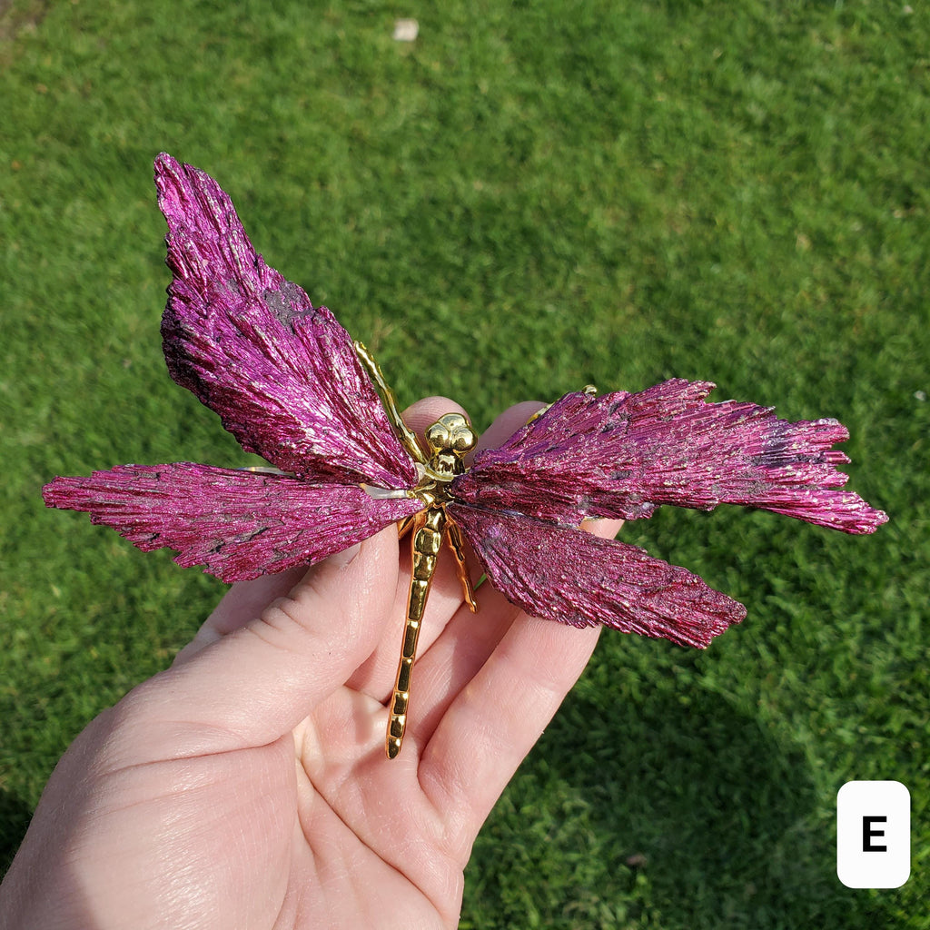 Pink Aura Kyanite Dragonfly - Calming, Clarity, Connection, Communication, Balances Chakras - Pink Dragonfly Healing Gemstone
