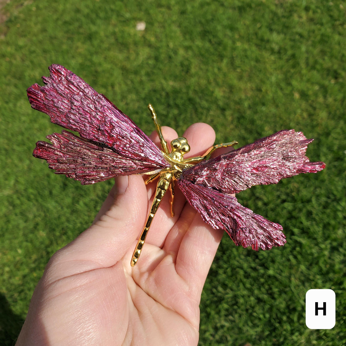 Pink Aura Kyanite Dragonfly - Calming, Clarity, Connection, Communication, Balances Chakras - Pink Dragonfly Healing Gemstone