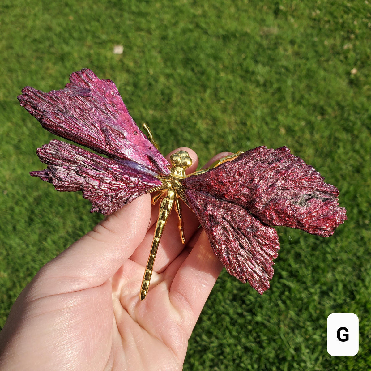 Pink Aura Kyanite Dragonfly - Calming, Clarity, Connection, Communication, Balances Chakras - Pink Dragonfly Healing Gemstone