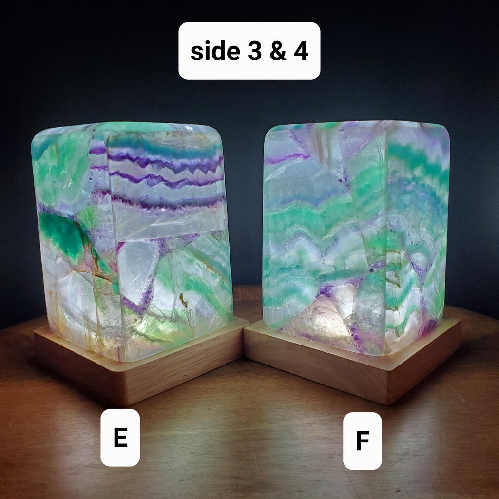5.5" Beautiful Rainbow Fluorite Lamp - Mental Clarity, Stability, Energetic Protection - Fluorite Accent Light Mood Crystal Lamp Statement