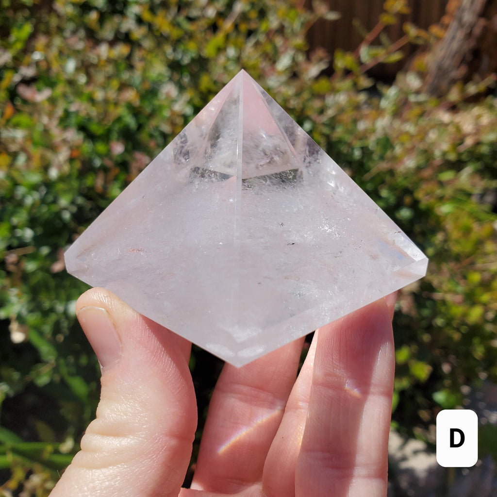 Chunky & Flashy Quartz Pyramid - Energizes Positive Energy, Magnifies Intentions - Quartz Crystal Pyramid Healing Gemstone