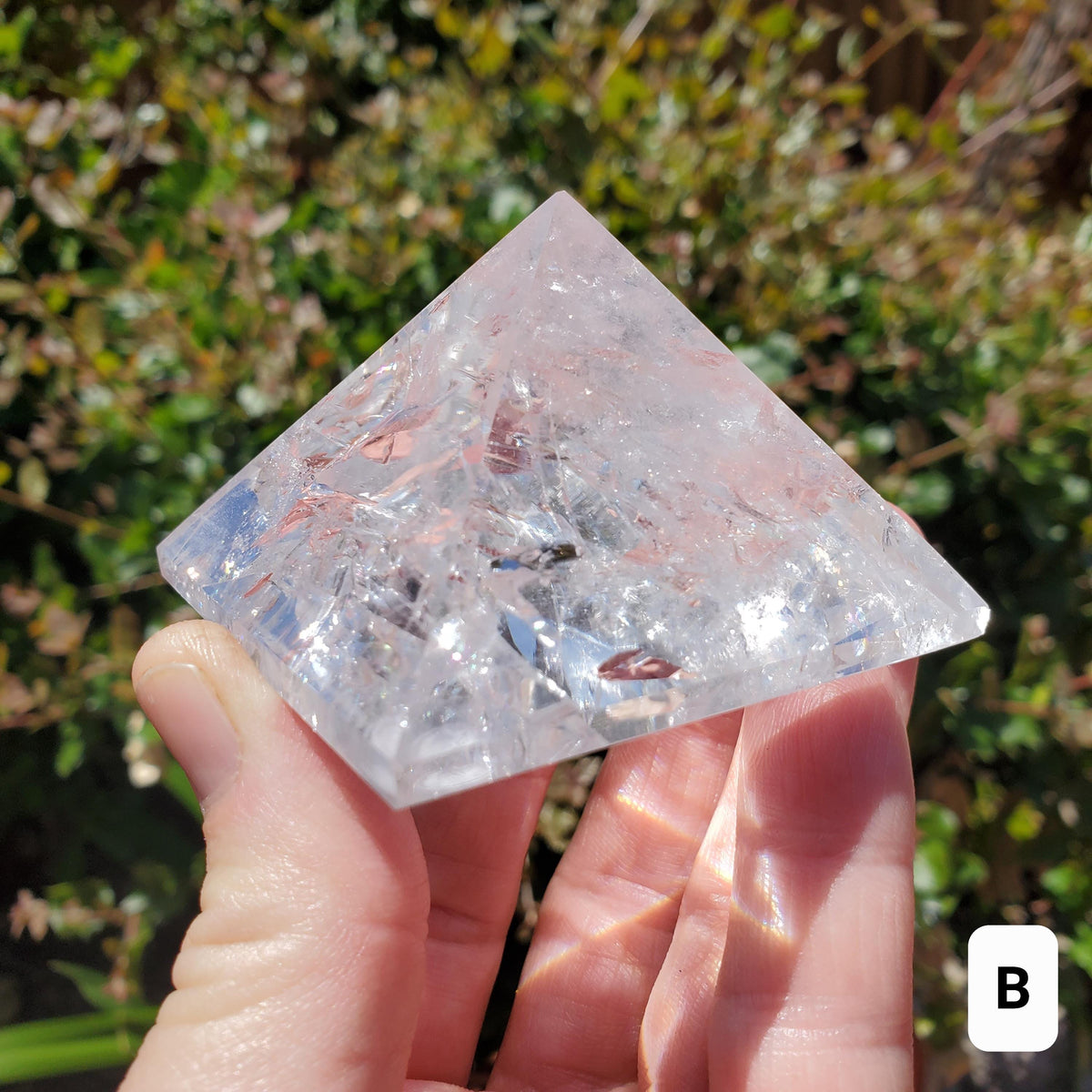 Chunky & Flashy Quartz Pyramid - Energizes Positive Energy, Magnifies Intentions - Quartz Crystal Pyramid Healing Gemstone