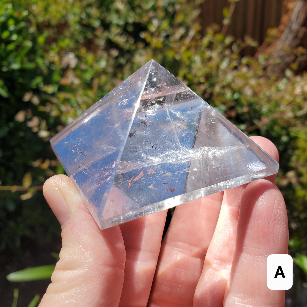 Chunky & Flashy Quartz Pyramid - Energizes Positive Energy, Magnifies Intentions - Quartz Crystal Pyramid Healing Gemstone
