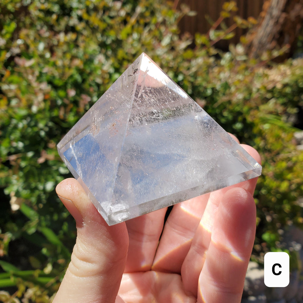 Chunky & Flashy Quartz Pyramid - Energizes Positive Energy, Magnifies Intentions - Quartz Crystal Pyramid Healing Gemstone