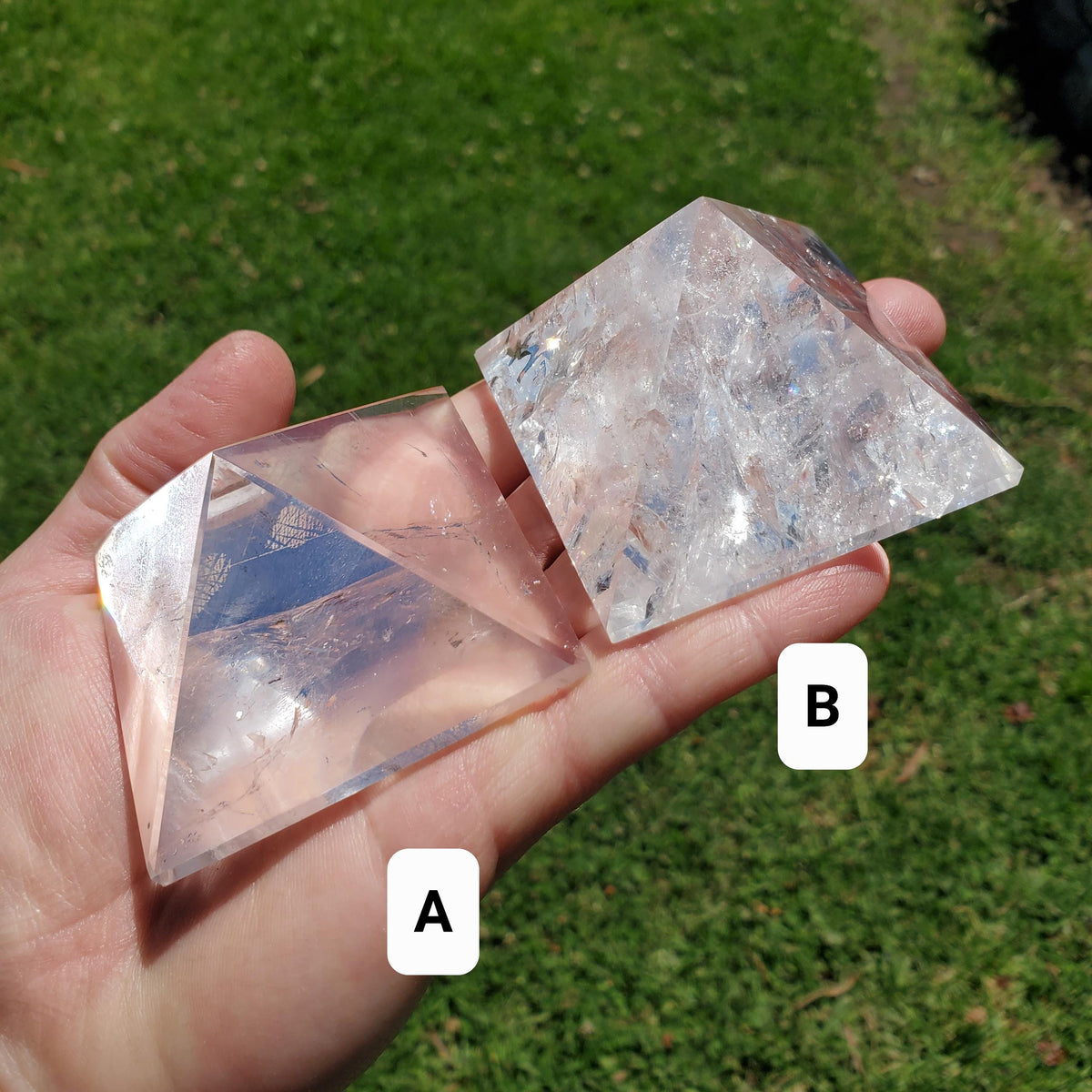 Chunky & Flashy Quartz Pyramid - Energizes Positive Energy, Magnifies Intentions - Quartz Crystal Pyramid Healing Gemstone