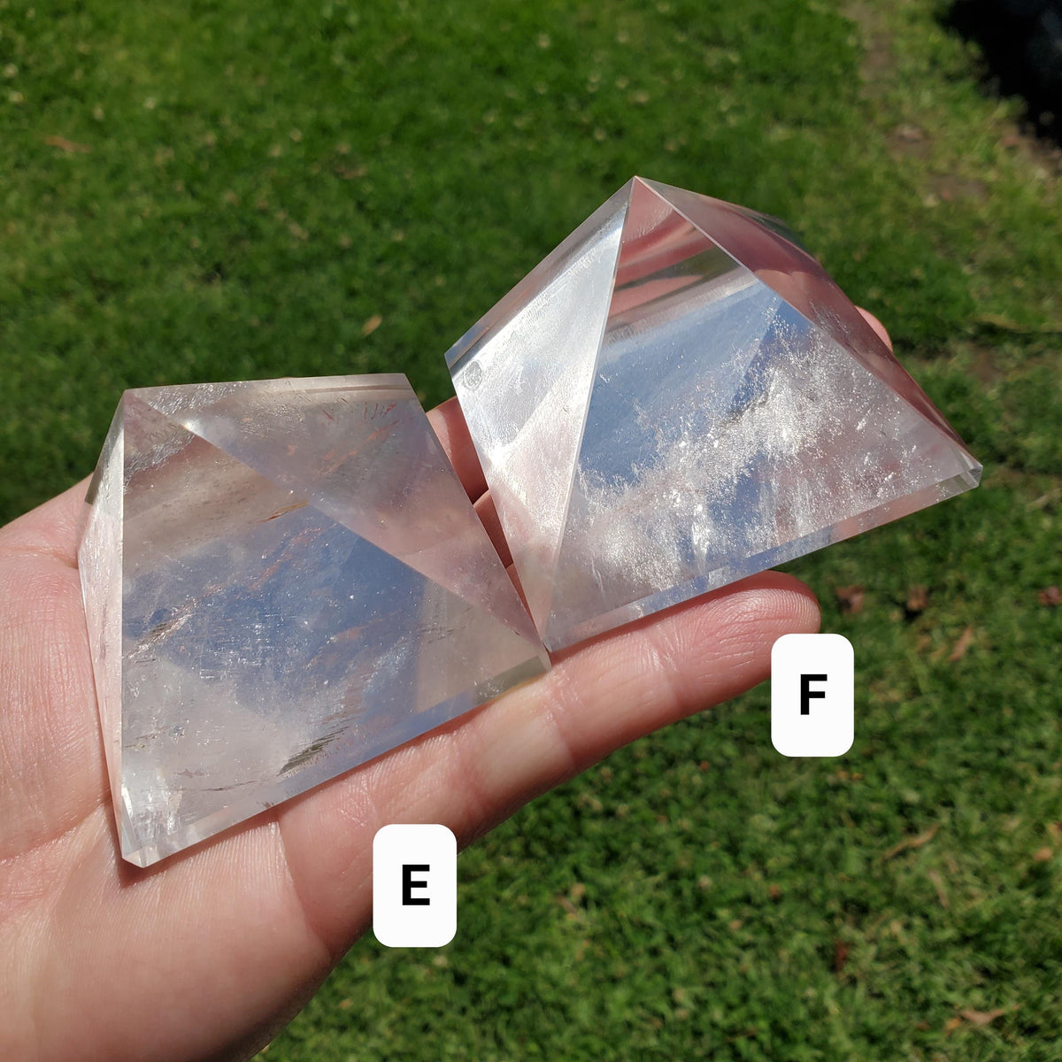 Chunky & Flashy Quartz Pyramid - Energizes Positive Energy, Magnifies Intentions - Quartz Crystal Pyramid Healing Gemstone