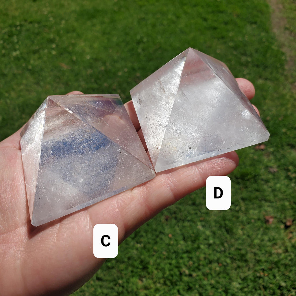 Chunky & Flashy Quartz Pyramid - Energizes Positive Energy, Magnifies Intentions - Quartz Crystal Pyramid Healing Gemstone
