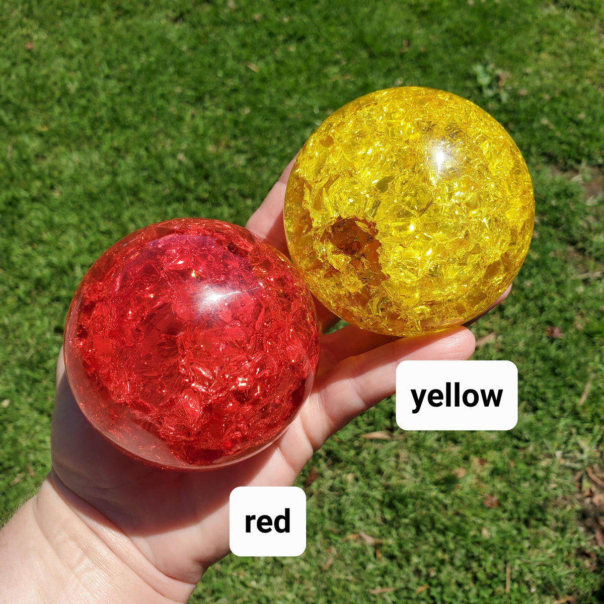 Jumbo Colored Crackle Sphere 3.05" - Beautiful Light Reflecting One of a Kind Crystal Ball - Fire and Ice Crystal Glass Ball Accent Lamp