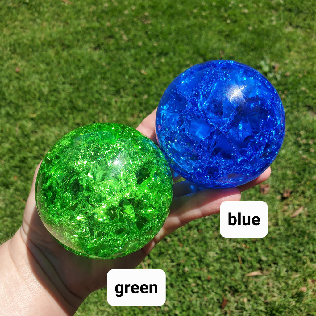 Jumbo Colored Crackle Sphere 3.05" - Beautiful Light Reflecting One of a Kind Crystal Ball - Fire and Ice Crystal Glass Ball Accent Lamp