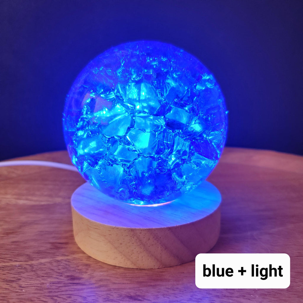 Jumbo Colored Crackle Sphere 3.05" - Beautiful Light Reflecting One of a Kind Crystal Ball - Fire and Ice Crystal Glass Ball Accent Lamp