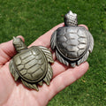 Cute Gold Sheen & Silver Sheen Obsidian Turtle - Self Reflection, Release Negative Energies - Flashy Obsidian Tortoise Carving Crystal