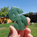 Green Aventurine Money Sign 2.3" - Manifestation, Prosperity, Wealth, Luck - Crystal Manifestation Dollar Sign Carving Gemstone